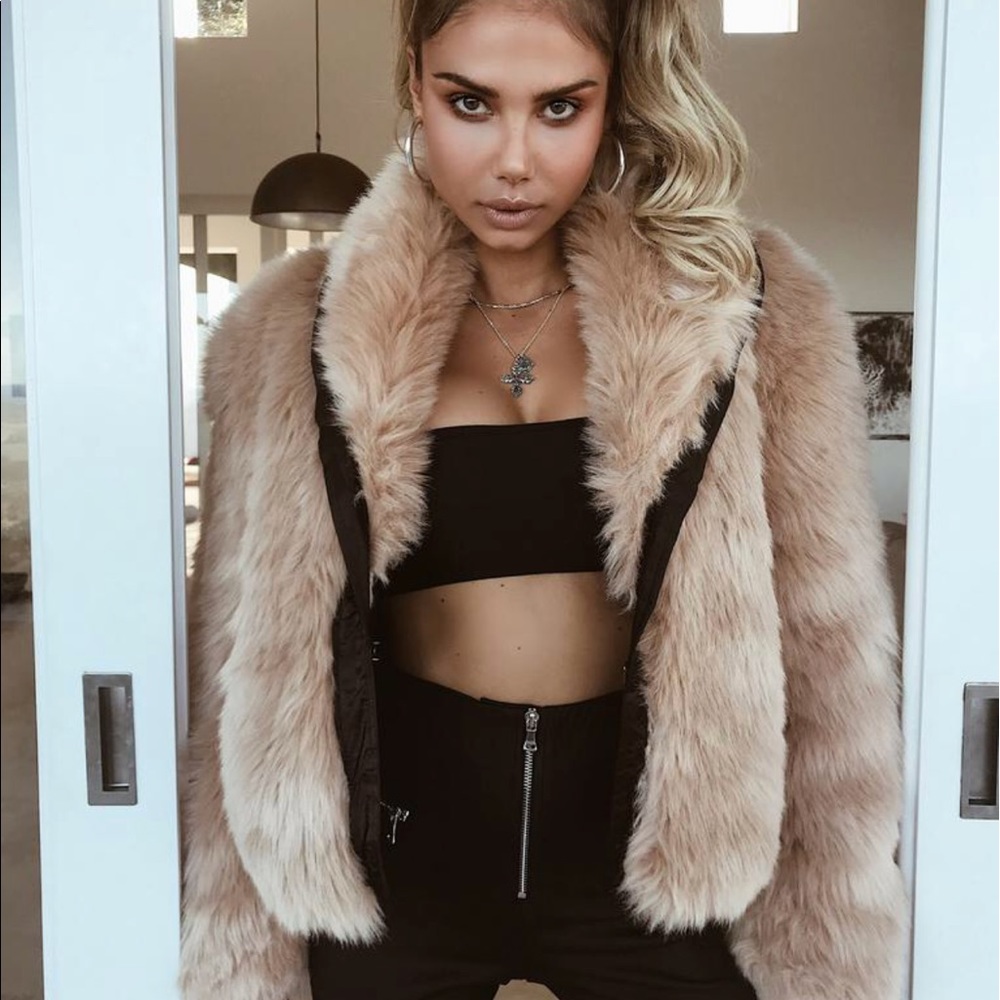 Tiger mist I.AM.GIA nude faux fur jacket